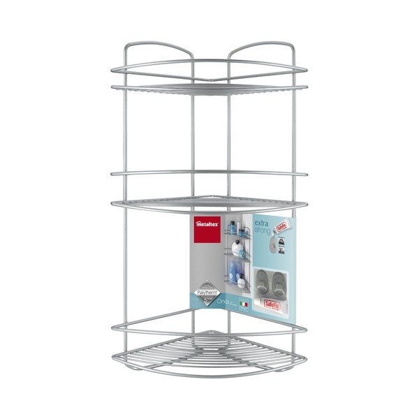Trzypiętrowa narożna półka łazienkowa Metaltex Onda Corner-image-1