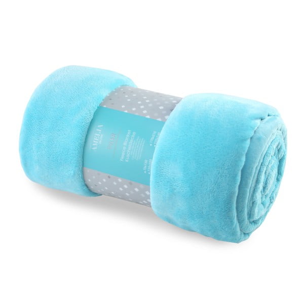 Jasnoturkusowy koc z mikrowłókna AmeliaHome Tyler, 70x150 cm-image-2