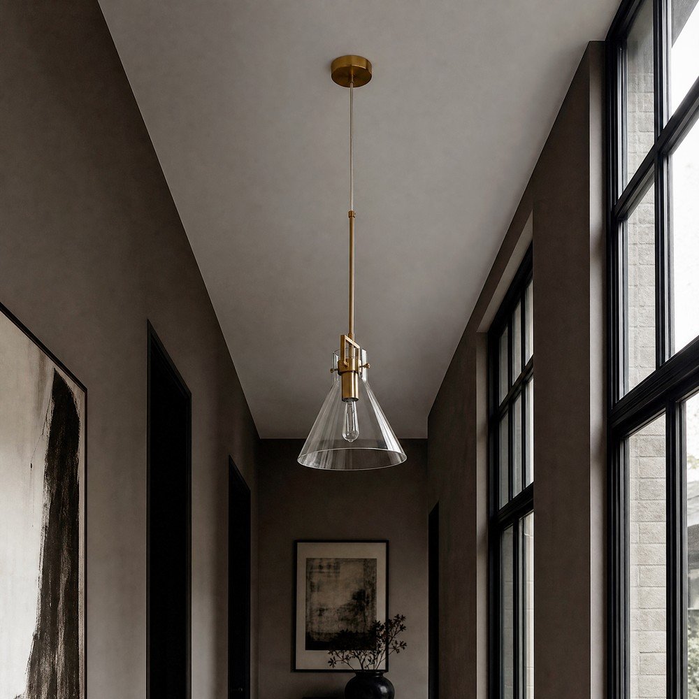 Metalowa lampa wisząca w kolorze złota ze szklanym kloszem ø 25 cm Trieste – Premier Housewares (zdjęcie 3)