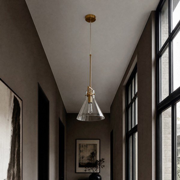 Metalowa lampa wisząca w kolorze złota ze szklanym kloszem ø 25 cm Trieste – Premier Housewares-image-2