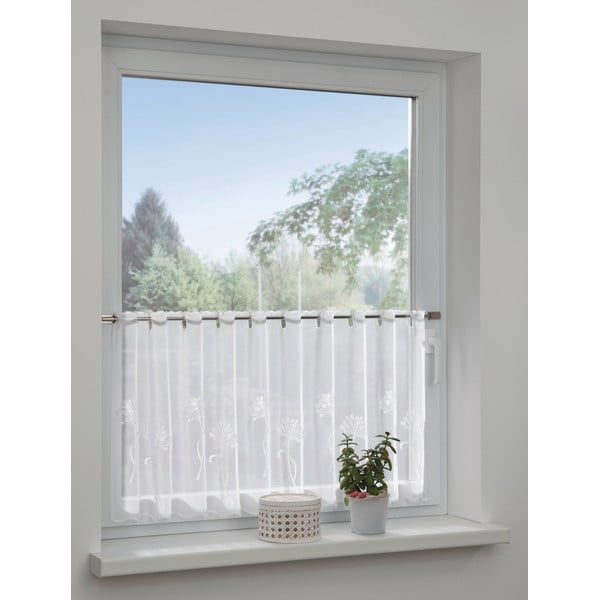 Biała firanka z woalu 140x48 cm Dandelion – Sehlbach-image-1
