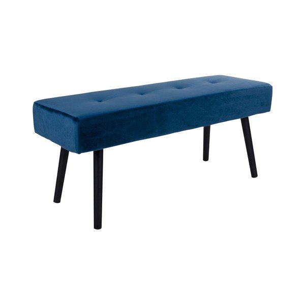 Granatowa ławka tapicerowana z aksamitnym obiciem House Nordic Skiby, 100x35 cm-image-1