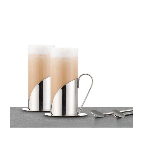Zestaw 2 szklanek i łyżeczek do kawy latté Le’Xpress-image-1