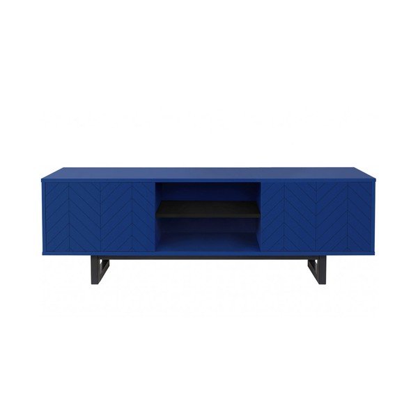 Niebieska szafka pod TV Woodman Camden Herringbone
