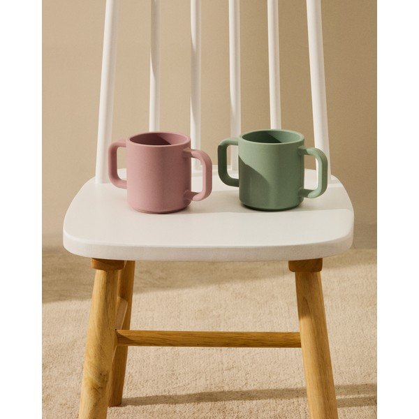 Jasnoróżowo-turkusowe silikonowe kubki dla dzieci zestaw 2 szt. Lili – Kave Home-image-1