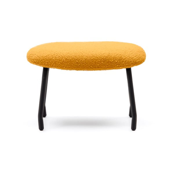 Musztardowy puf z materiału bouclé Belina – Kave Home-image-2