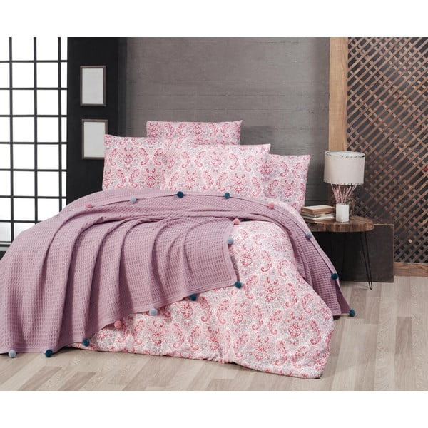 Jasnoróżowa bawełniana narzuta na łóżko dwuosobowe 200x240 cm – Mila Home