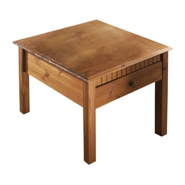 Brązowy stolik z litego drewna sosnowego z szufladą 13Casa Markus, 60x60 cm