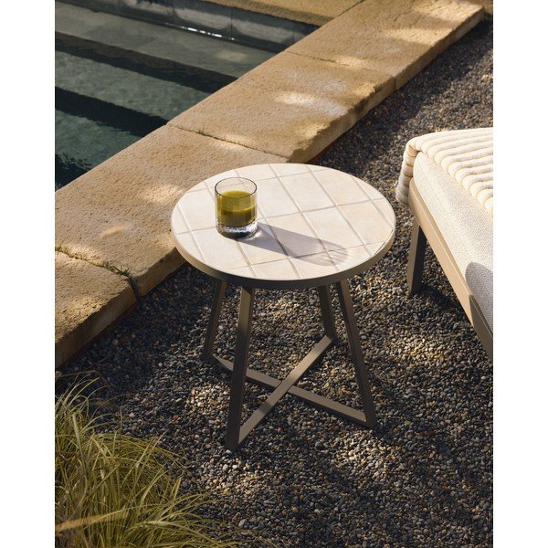 Okrągły stolik ogrodowy z ceramicznym blatem ø 45 cm Tella – Kave Home-image-1