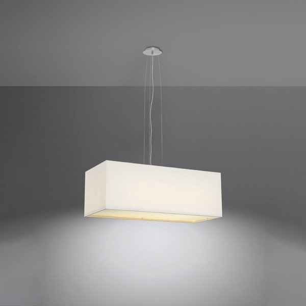 Biała lampa wisząca z tekstylno-szklanym kloszem Gryfin Bis – Sollux-image-3