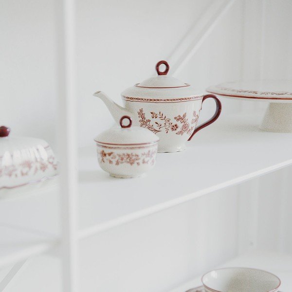 Bordowy/w kolorze kości słoniowej porcelanowy dzbanek do herbaty 920 ml Cyril – S|P Collection-image-1