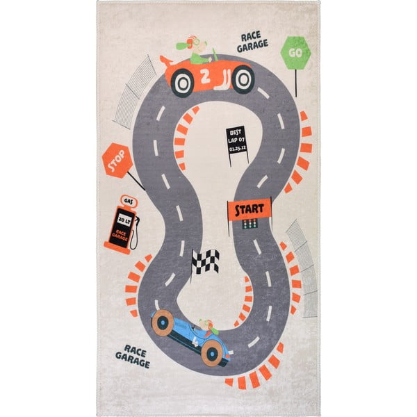 Kremowy dziecięcy dywan do zabawy odpowiedni do prania 100x160 cm Race Garage – Vitaus