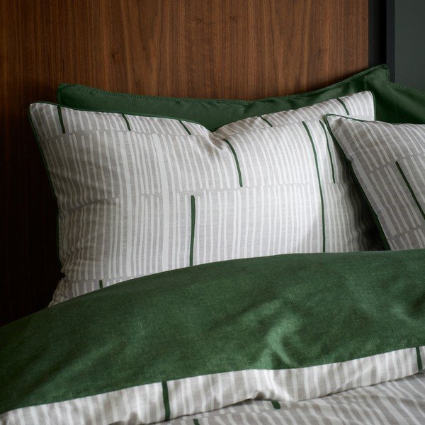 Zielona/szara bawełniana pościel jednoosobowa 135x200 cm Camden Stripe – Content by Terence Conran-image-1