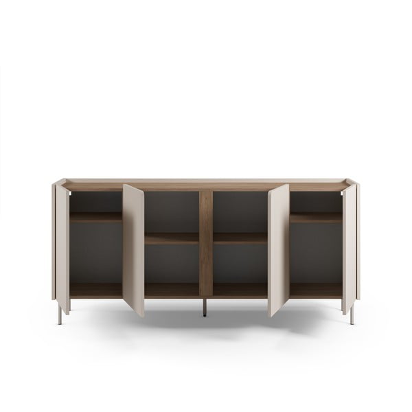 Kremowo-naturalna komoda w dekorze dębu 180x82x40 cm Lucile – Marckeric-image-3