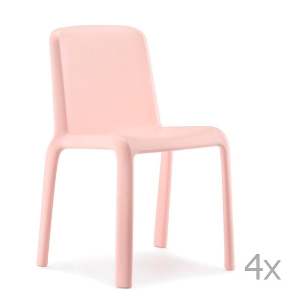 Zestaw 4 różowych krzeseł dziecięcych Pedrali Snow Junior