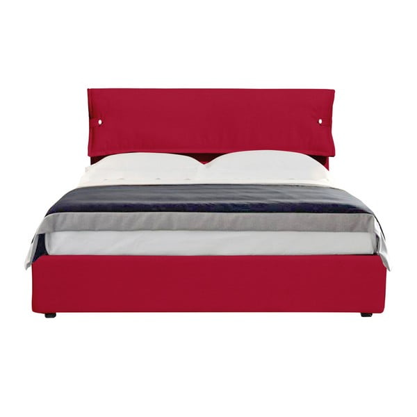 Czerwone łóżko dwuosobowe ze schowkiem 13Casa Feeling, 160x190 cm