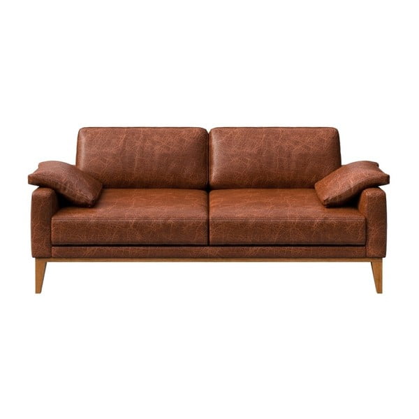Karmelowa skórzana sofa MESONICA Musso, 173 cm