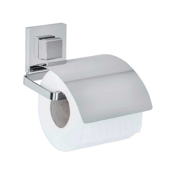 Samoprzylepny plastikowy zestaw akcesoriów łazienkowych w kolorze srebra z połyskiem Quadro – Wenko-image-4