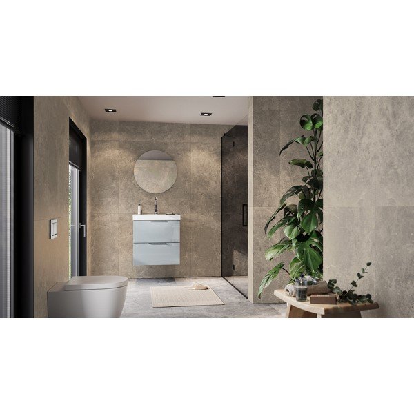 Szara wisząca szafka pod umywalkę z połyskiem 61x65 cm Celano – Germania-image-1