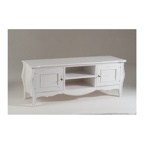 Biały stolik pod TV z drewna Castagnetti Chantal