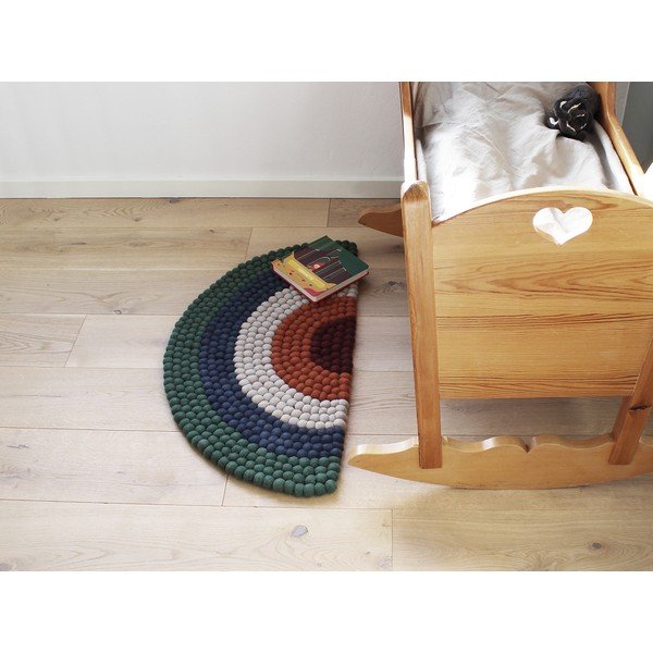 Dziecięcy wełniany dywan kulkowy Wooldot Ball Rugs Rainbow Green-image-3