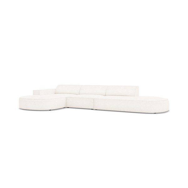 Beżowy narożnik (lewostronny) z materiału bouclé Jodie – Micadoni Home-image-4