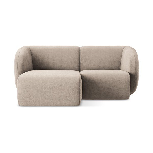 Jasnobrązowy narożnik z tkaniny szenilowej (lewostronny/z szezlongiem) Lani – Makamii