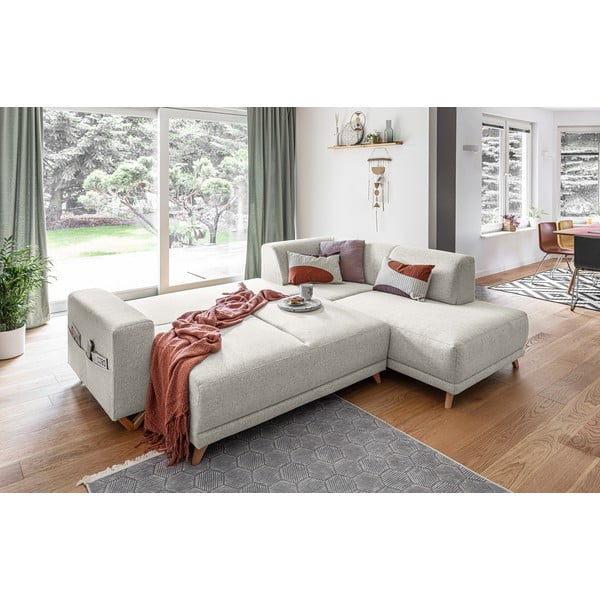 Beżowy rozkładany/ze schowkiem narożnik (prawostronny/w kształcie litery L) Classy Sophie – Miuform-image-4