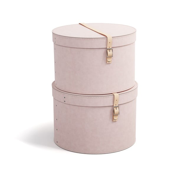 Jasnoróżowe kartonowe pojemniki zestaw 2 szt. z pokrywką ø 37,5x25 cm Rut Restore Paper Laminate – Bigso