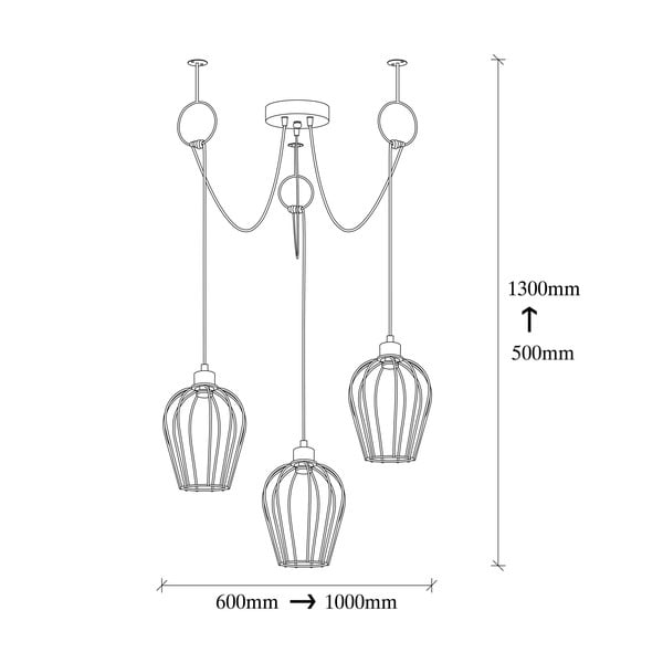 Czarna lampa wisząca z 3 kloszami Opviq lights Tel Chain-image-3