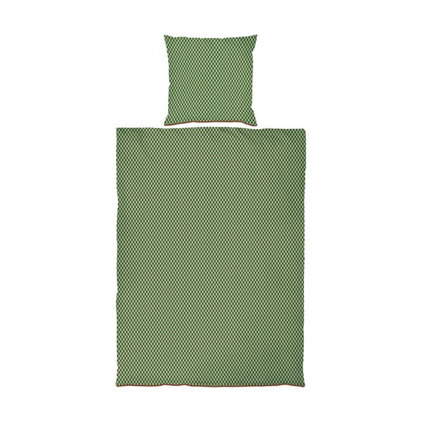 Zielona/beżowa pościel jednoosobowa z satyny bawełnianej 140x200 cm Mini – Mette Ditmer Denmark
