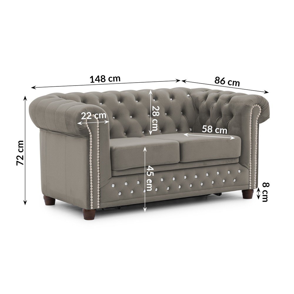Szara aksamitna rozkładana sofa 148 cm York Blik – Ropez (zdjęcie 9)