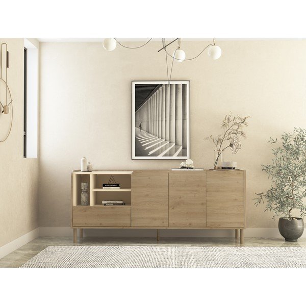 Komoda w dekorze dębu w naturalnym kolorze 180x75,5x44 cm Monza – Marckeric-image-1