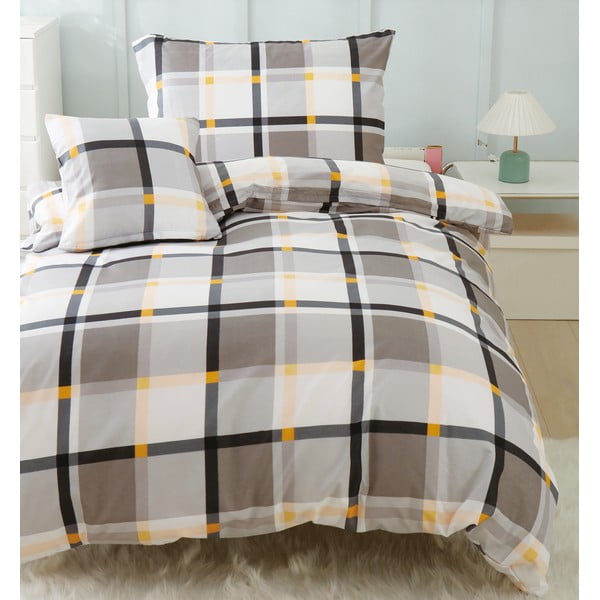 Brązowo-kremowa pościel jednoosobowa z mikrosatyny 3-częściowa 140x200 cm Henry – My House-image-2