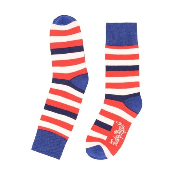 Czerwono-niebieskie skarpetki Funky Steps Stripes, rozmiar 35-39