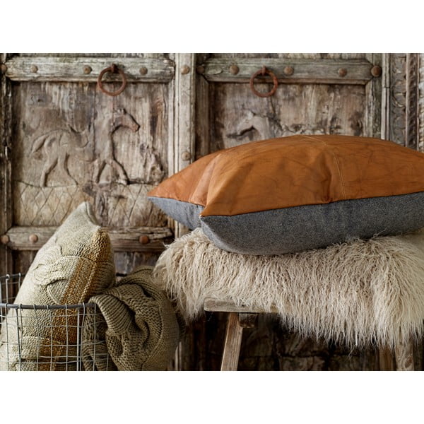 Skórzana dwustronna poduszka Södahl Lodge, 60x60 cm-image-1