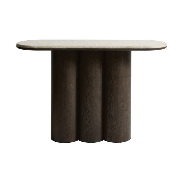 Konsola z marmurowym blatem w ciemnym naturalnym kolorze 38x120 cm Piazze – Unique Furniture-image-1