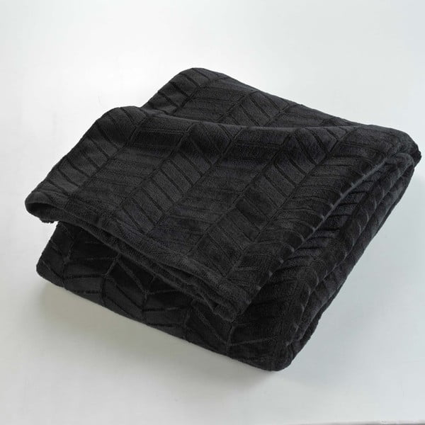 Czarna narzuta z mikfroflaneli 180x220 cm Arya – douceur d'intérieur