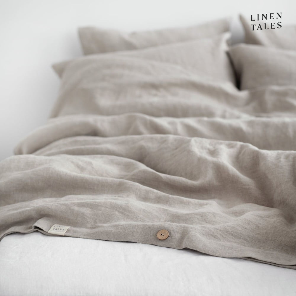 Kremowa lniana pościel dwuosobowa 200x220 cm – Linen Tales (zdjęcie 7)