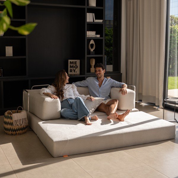 Beżowa rozkładana sofa z materiału bouclé 180 cm Bloom – TemaHome-image-4