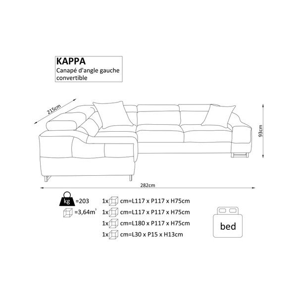 Czarny rozkładany narożnik lewostronny Windsor  & Co. Sofas Kappa-image-3