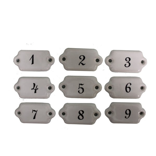 Zestaw 9 ceramicznych numerków na drzwi Antic Line