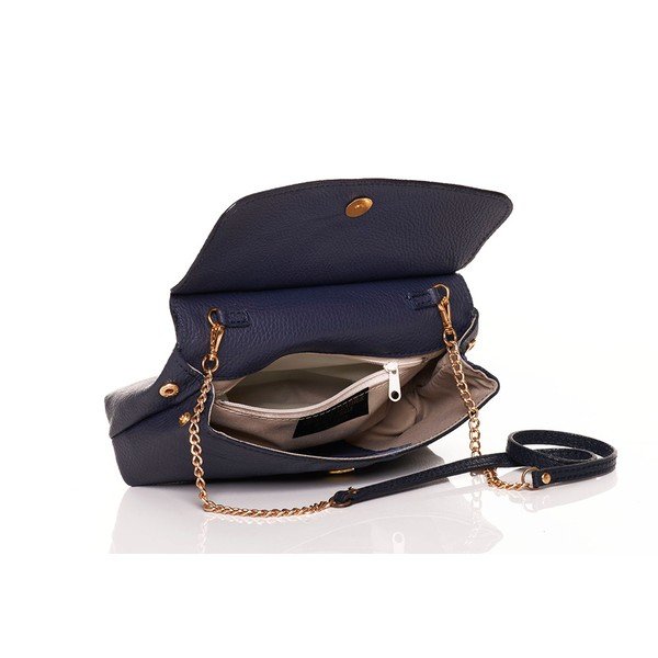 Skórzana torebka Federica Bassi Envelope Navy-image-1