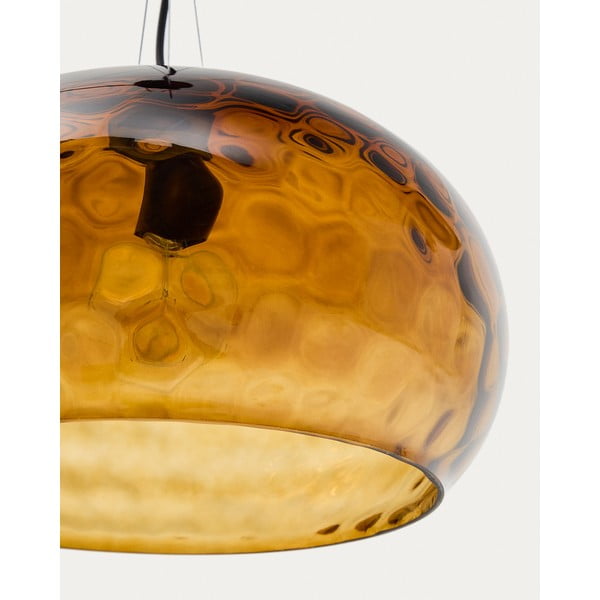 Szklana lampa wisząca w bursztynowym kolorze ze szklanym kloszem ø 40 cm Balma – Kave Home-image-3