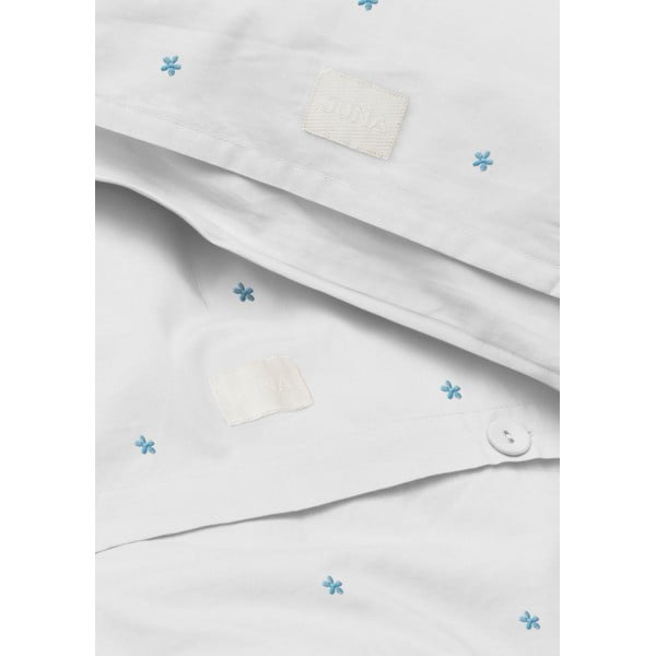 Biała pościel jednoosobowa z perkalu bawełnianego 140x200 cm Daisy – JUNA-image-3