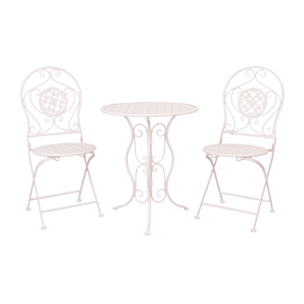 Metalowy stolik i 2 krzesła Provence, jasnoróżowe
