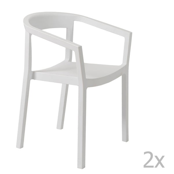 Zestaw 2 białych krzeseł ogrodowych z podłokietnikami Resol Peach