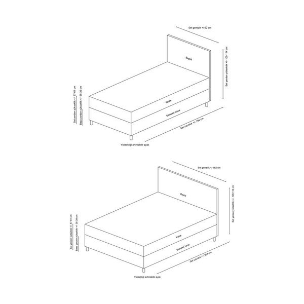 Beżowe tapicerowane łóżko jednoosobowe ze schowkiem i stelażem 120x200 cm Safir – Kalune Design-image-3