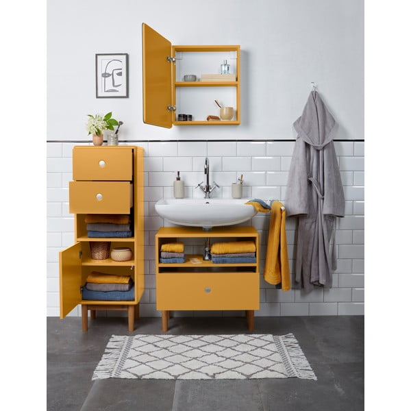 Musztardowa wysoka/wisząca szafka łazienkowa 40x100 cm Color Bath – Tom Tailor-image-1