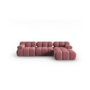 Różowa aksamitna sofa 285 cm Bellis – Micadoni Home